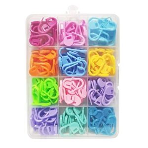 fuman forest 180 pieces knitting crochet locking stitch markers stitch needle clip counter 12 colors (color ship randomly) 5.3×2.8×1”