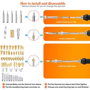 112Pcs Wood Burning Kit,60W Pyrography Pen Set with Adjust Temp Switch 200~450 ℃, Wood Burner Tool-Embossing,Carving,Soldering Tips,Stencils,Pencils,Christmas Stocking Stuffer Gifts for Men Adults Dad