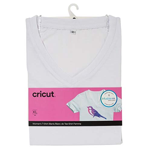 Cricut Women's T-Shirt Blank, V-Neck, X-Large Infusible Ink, White