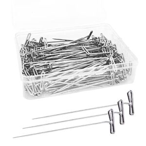 200pcs t pins, 2 inch sewing pins, stainless steel wig pins for wigs, t-pins for foam head, long straight pins for sewing, craft, quilting and blocking knitting, office, decoration by sunenlyst