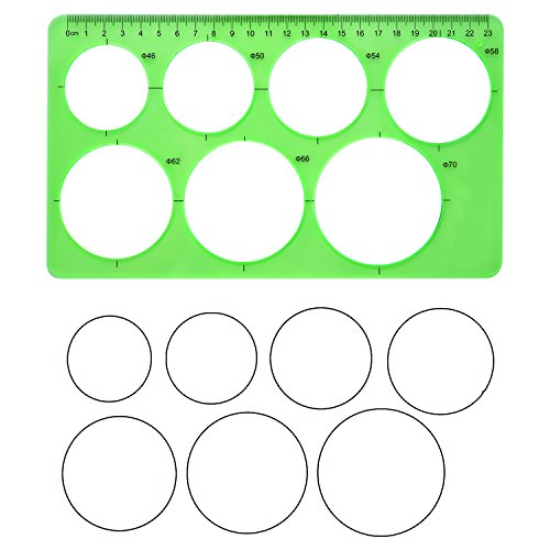 Circle Template 3 Pieces Plastic Circle and Oval Templates Measuring Templates Rulers Digital Drawing for Office and School Building Formwork Drawings Templates (Clear Green)