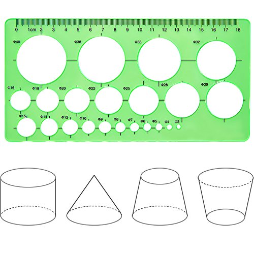 Circle Template 3 Pieces Plastic Circle and Oval Templates Measuring Templates Rulers Digital Drawing for Office and School Building Formwork Drawings Templates (Clear Green)