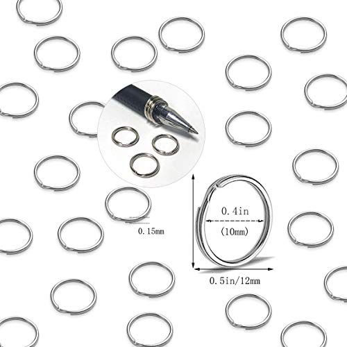 100 Pcs Split Ring, Small Key Rings Bulk Split Keychain Rings DIY Craft Metal Keychain Connector Accessories (12mm)