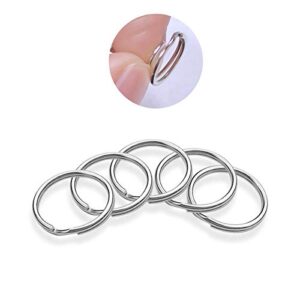 100 Pcs Split Ring, Small Key Rings Bulk Split Keychain Rings DIY Craft Metal Keychain Connector Accessories (12mm)