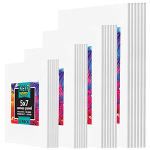 keff canvases for painting – 24 pack blank canvas panels set boards for acrylic, oil, tempera & watercolor paint – 100% cotton art painting supplies for adults & kids