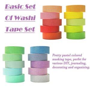 20 Rolls Washi Tape Set, Rainbow Washi Tape Colorful Masking Tape 15mm Wide, Decorative Tape for Bullet Journal, Book, Planner, Scrapbooking, DIY Arts Crafts, Gift Packaging