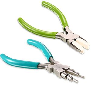 2 Pieces Jewelry Pliers Including 6 in 1 Bail Making Pliers Jewelry Bail Pliers, Nylon Nose Pliers for Jewelry Making Beading Looping Shaping Wire DIY Crafts