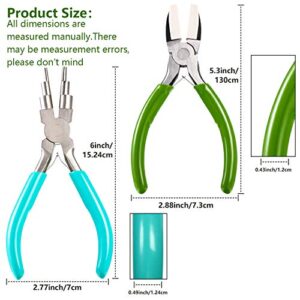 2 Pieces Jewelry Pliers Including 6 in 1 Bail Making Pliers Jewelry Bail Pliers, Nylon Nose Pliers for Jewelry Making Beading Looping Shaping Wire DIY Crafts