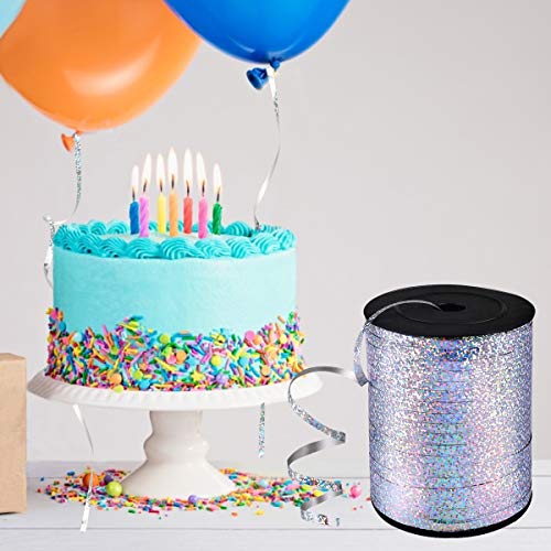 500 Yards Shiny Balloon Ribbons for Party Florist Flowers Wrapping Gift Box Cards Balloons Decoration (Silver)