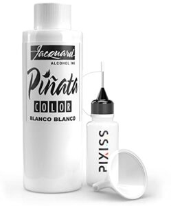 pinata blanco alcohol ink 4-ounce, pixiss 20ml needle tip applicator bottle and funnel, bundle for yupo and resin