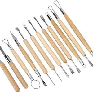 Blisstime Set of 30 Clay Sculpting Tools Wooden Handle Pottery Carving Tool Kit