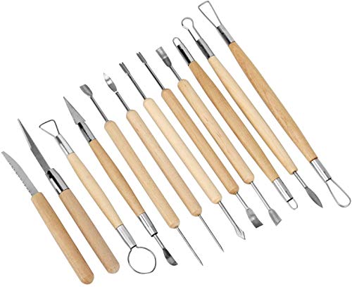 Blisstime Set of 30 Clay Sculpting Tools Wooden Handle Pottery Carving Tool Kit