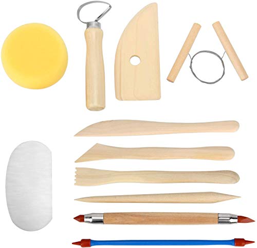 Blisstime Set of 30 Clay Sculpting Tools Wooden Handle Pottery Carving Tool Kit