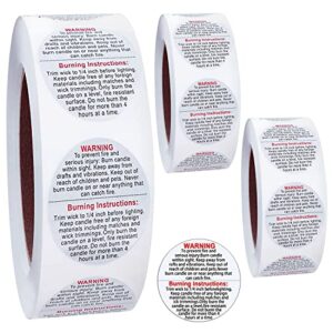 1500 pcs candle warning labels,1.5inch candle jar container stickers, candle safety stickers for candle making diy candle jars