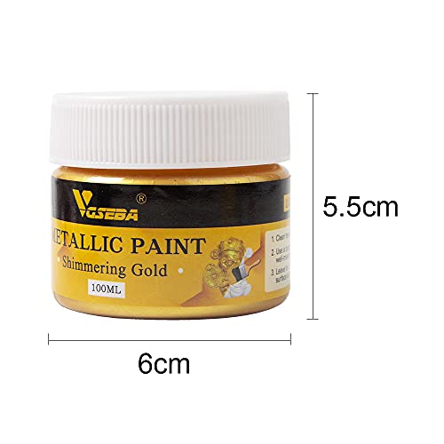 Acrylic Paint Metallic Gold, Non Toxic, Non Fading, 100ml Gold Leaf Paint for Art, Painting, Handcrafts, Ideal for Canvas Wood Clay Fabric Ceramic Craft Supplies