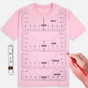simply stocked tshirt ruler guide for vinyl alignment – 4 pcs of pvc t shirt rulers to center designs for heat press – 10 inch guides for t-shirts of all sizes (transparent – small)