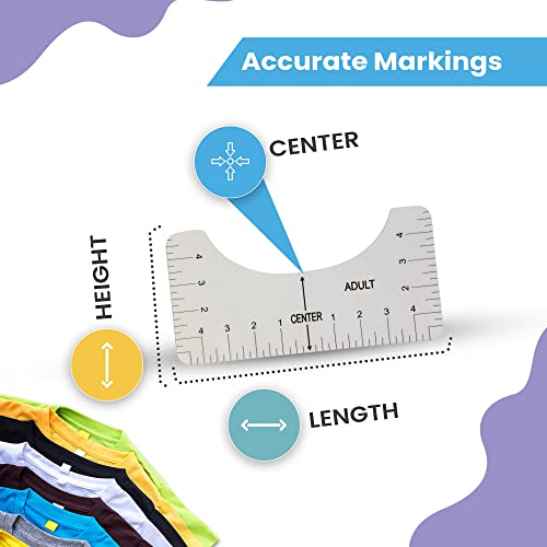 Simply Stocked Tshirt Ruler Guide for Vinyl Alignment - 4 Pcs of PVC T Shirt Rulers to Center Designs for Heat Press - 10 Inch Guides for T-Shirts of All Sizes (Transparent - Small)