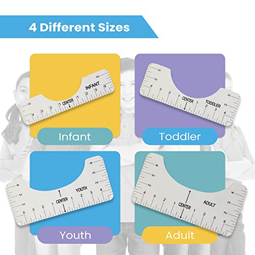 Simply Stocked Tshirt Ruler Guide for Vinyl Alignment - 4 Pcs of PVC T Shirt Rulers to Center Designs for Heat Press - 10 Inch Guides for T-Shirts of All Sizes (Transparent - Small)