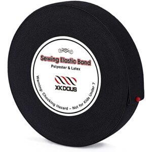 xkdous elastic band for sewing, 1 inch 14 yards elastic bands for sewing waistband and pants waist, black knit elastic band for wig, high elasticity