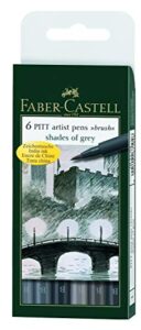 faber-castell pitt artist brush pen wallet – shades of grey (6 colours)