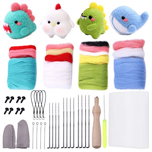 Needle Felting Starter Kit, Complete Needle Felting Tools Animal Doll Needle Felting Kit with Felting Needles, Instructions, Felting Foam Mat, and Other Tools, for Adults Beginner Supplies DIY Crafts