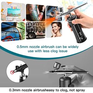Fasnd Auto Cordless Airbrush kit with Compressor Display, Intelligent Spraying Portable Handheld Rechargeable Airbrush Set for Painting Cake Decor Barbers Makeup Nail Art Model Coloring