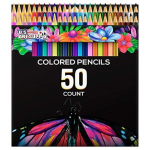u.s. art supply 50 piece adult coloring book artist grade colored pencil set – vibrant colors, smooth art drawing, sketching, shading, blending – fun activities for kids, students, adults, beginners