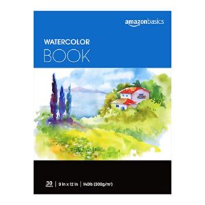 amazon basics watercolor pad, 9″x12″, 140 lb. / 300 gsm, 30 sheets
