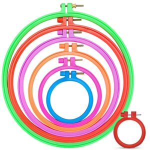 caydo 7 pieces plastic embroidery hoops, 2.3 inch to 10.2 inch circle cross stitch hoops for embroidery and cross stitch (multicolor)