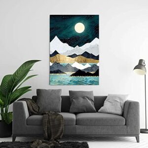 XWJJ Diamond Painting Mountain Kit,Diamond Art Kits for Adults Moon Full Round Drill (12x16 inch) ,Abstract Scenery Paint with Diamonds Crystal Gem for Gift,Wall Decor