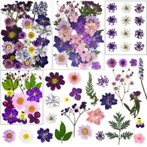 lucisky 92 pcs purple dried pressed flowers real natural leave petals for diy resin candle jewelry nail crafts