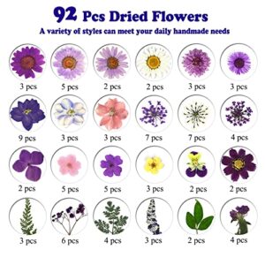 LUCISKY 92 Pcs Purple Dried Pressed Flowers Real Natural Leave Petals for DIY Resin Candle Jewelry Nail Crafts