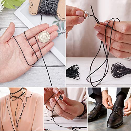 SOSMAR 3 Rolls 5.5 Yard X 1MM Cowhide Round Leather Cords Rope String for Jewelry Making Bracelet Necklace Jewelry Making Lanyards DIY Crafts, Black, Dark Brown, Natural Brown Genuine Leather Cord