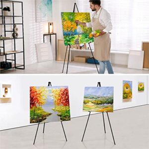 63" Tall Display Easel, Folding Instant Poster Easel, Black Steel Metal Telescoping Art Easel for Display Show, Easy Assembly with Carrying Bag (Black, 1Pack)