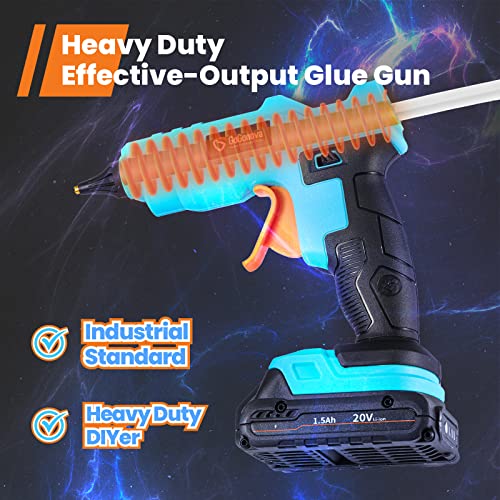 20V Cordless Hot Glue Gun, GoGonova Drip-Free Fast Heating Full Size Glue Gun with Insulated Copper Nozzle, Melting Glue Gun Kit with LED Light and 12 Pcs Premium Glue Sticks (Battery Included)