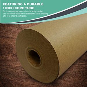 Kraft Brown Wrapping Paper Roll 30" x 1,200" (100 ft) – 100% Recyclable Craft Construction and Packing Paper for Use in Moving, Bulletin Board Backing and Paper Tablecloths