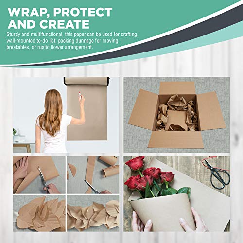 Kraft Brown Wrapping Paper Roll 30" x 1,200" (100 ft) – 100% Recyclable Craft Construction and Packing Paper for Use in Moving, Bulletin Board Backing and Paper Tablecloths