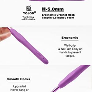 1Pack Size H / 5.0mm Crochet Hook, Super Smooth & Ergonomic for Beginner and Advanced (5.0mm-H)