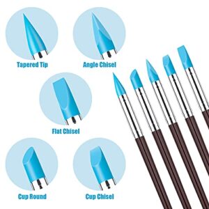 Clatoon 10Pcs Silicone Clay Sculpting Tool, Modeling Dotting Tool & Pottery Craft use for DIY Handicraft, Silicone Brush, Sculpture Pottery, Nail Art