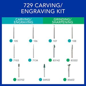 Dremel 729-01 Carving & Engraving Rotary Tool Accessories Kit, 11-Piece Assorted Set - Perfect for Use On Wood, Metal, and Glass