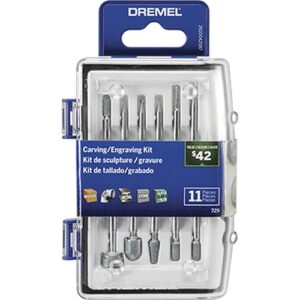 Dremel 729-01 Carving & Engraving Rotary Tool Accessories Kit, 11-Piece Assorted Set - Perfect for Use On Wood, Metal, and Glass