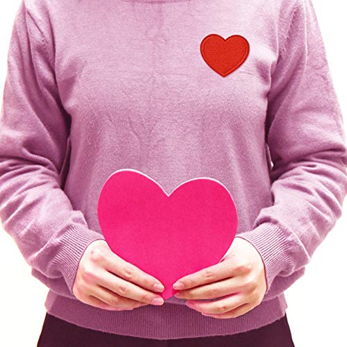 Lystaii 24pcs Red Heart Shape Iron on Patches Cute Mini Heart Iron-on sew-on Patches Embroidered Applique Decoration Patches Assorted Size Custom Patches for Clothing Jackets Backpacks Jeans Hats Bags