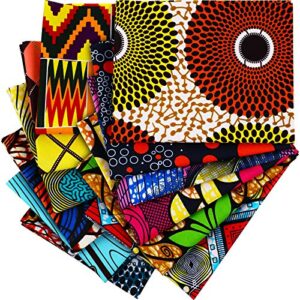 12 pieces african fabric fat quarters african ankara wax print fabric, ankara print fabric for sewing, face covering make, craft projects and patch work diy (50 x 40 cm/ 19.5 x 15.7 inches)