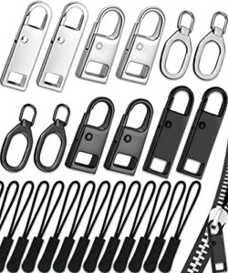zipper pull, zipper pull replacement (32 pack), universal replacement zipper pull kit, durable zipper tab replacement, zipper pulls for backpacks, purses, jackets, luggage, boots (4 styles 4 sizes)
