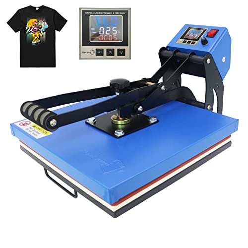 RoyalPress 15" x 15" Color LED Industrial-Quality Digital Sublimation Heat Transfer Machine T-Shirt Heat Press Machine, 15" x 15", Blue