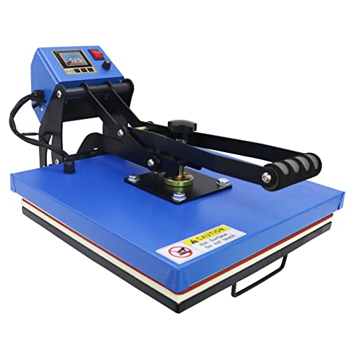 RoyalPress 15" x 15" Color LED Industrial-Quality Digital Sublimation Heat Transfer Machine T-Shirt Heat Press Machine, 15" x 15", Blue