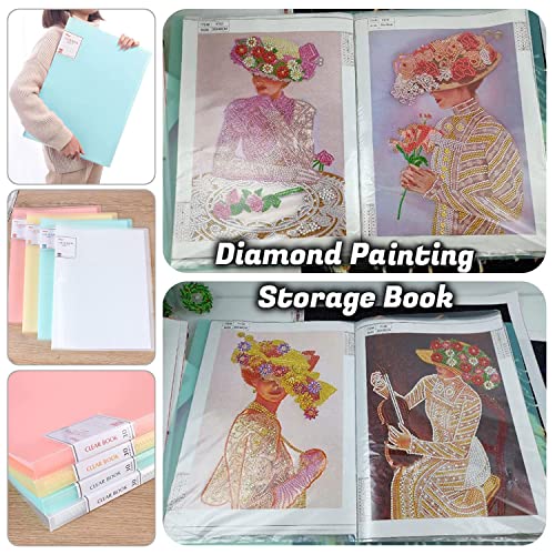 A3 Diamond Painting Storage Book, 60 Views Art Portfolio Presentations Folder with 30 Pages Protectors, 17.3x12.8in