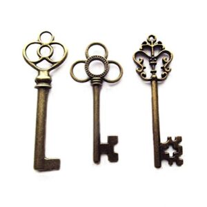 aokbean mixed set of 30 large skeleton keys in antique bronze – set of 30 keys