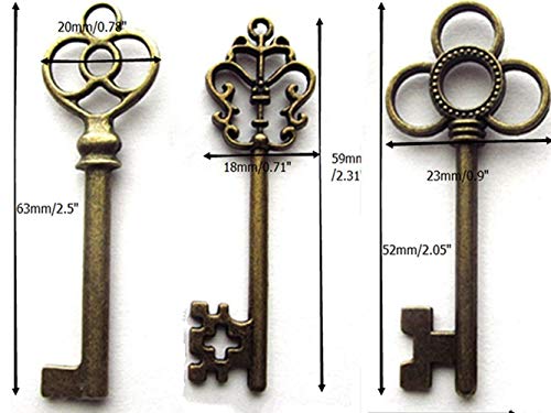 Aokbean Mixed Set of 30 Large Skeleton Keys in Antique Bronze - Set of 30 Keys