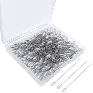 100 pcs corsage pins teardrop pearl pins sewing wedding bouguet pins for diy jewelry making sewing wedding flower decorations(2 inch)